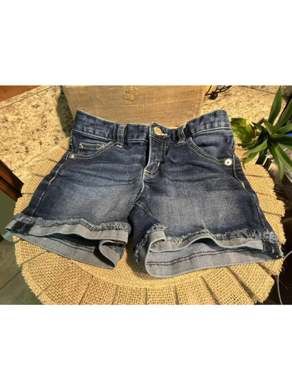 Justice Girls Blue Jean Denim Short Sz 8 Youth Girls Shorts Dark Wash U7-60